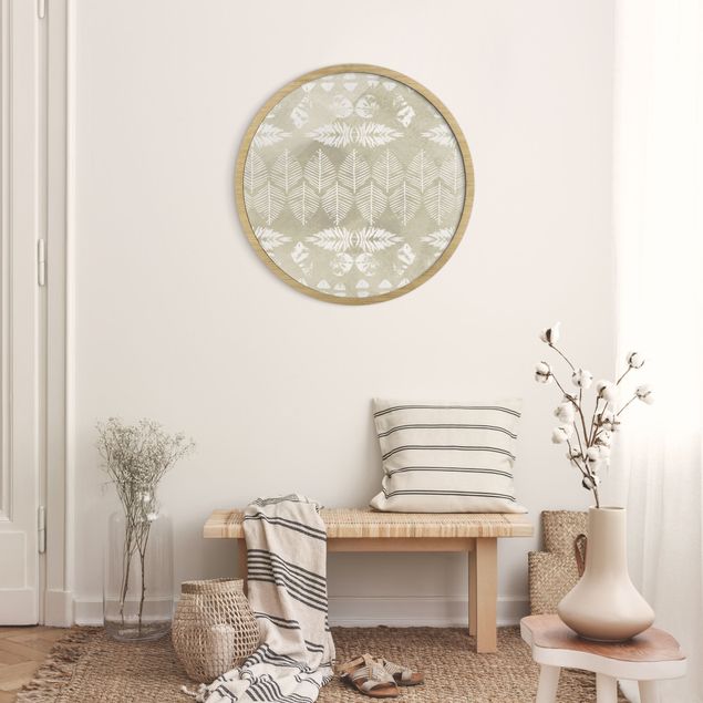 Circular framed print - Bright Tropical Ethno Design