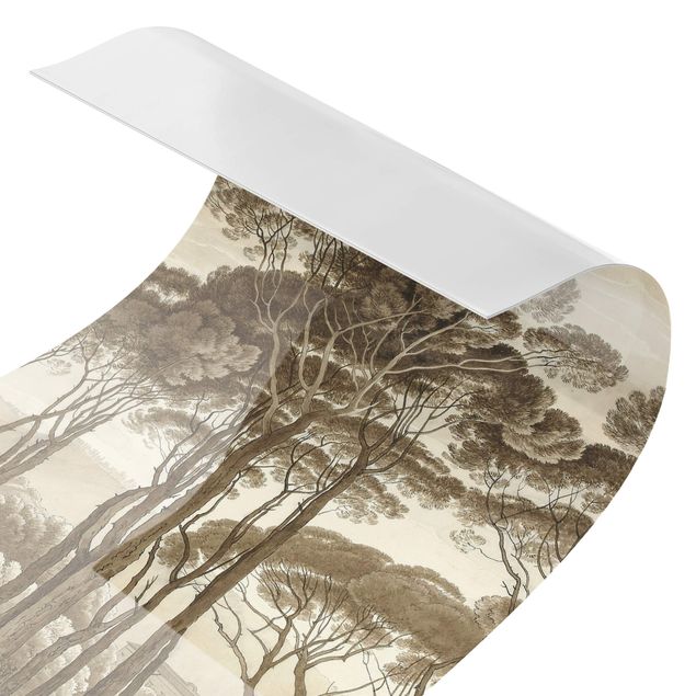 Shower wall cladding - Hendrik Voogd Landscape With Trees In Beige