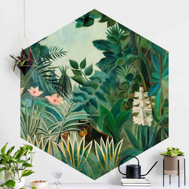 Self-adhesive hexagonal wall mural Henri Rousseau - The Equatorial Jungle