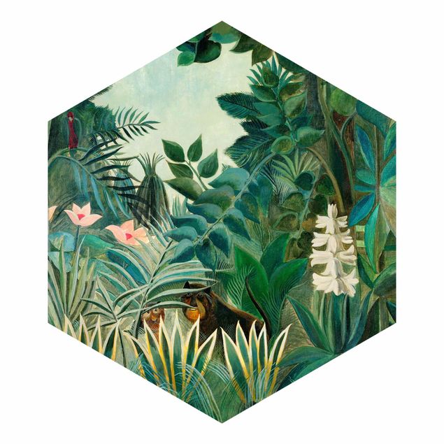 Self-adhesive hexagonal pattern wallpaper - Henri Rousseau - The Equatorial Jungle