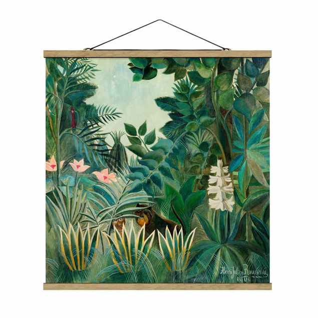 Fabric print with poster hangers - Henri Rousseau - The Equatorial Jungle - Square 1:1