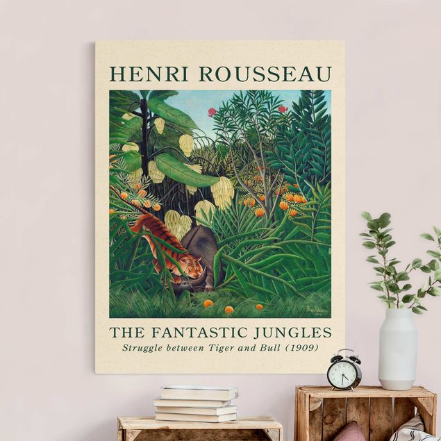 Natural canvas print - Henri Rousseau - Fight Between A Tiger And A Buffalo - Museum Edition - Portrait format 3:4