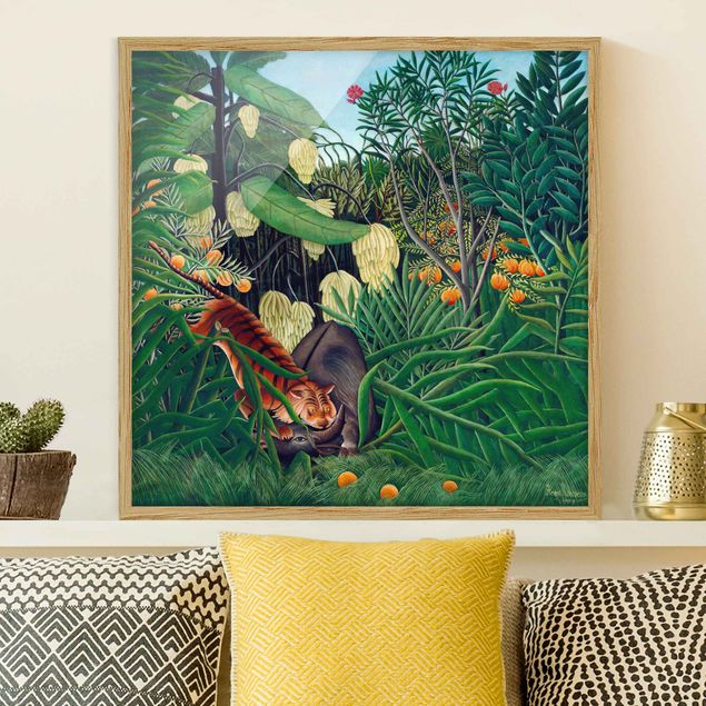 Framed poster - Henri Rousseau - Fight Between A Tiger And A Buffalo