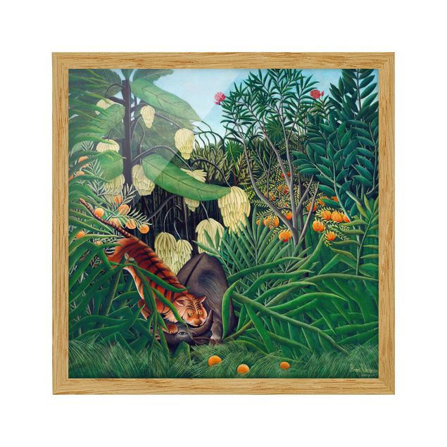 Framed poster - Henri Rousseau - Fight Between A Tiger And A Buffalo