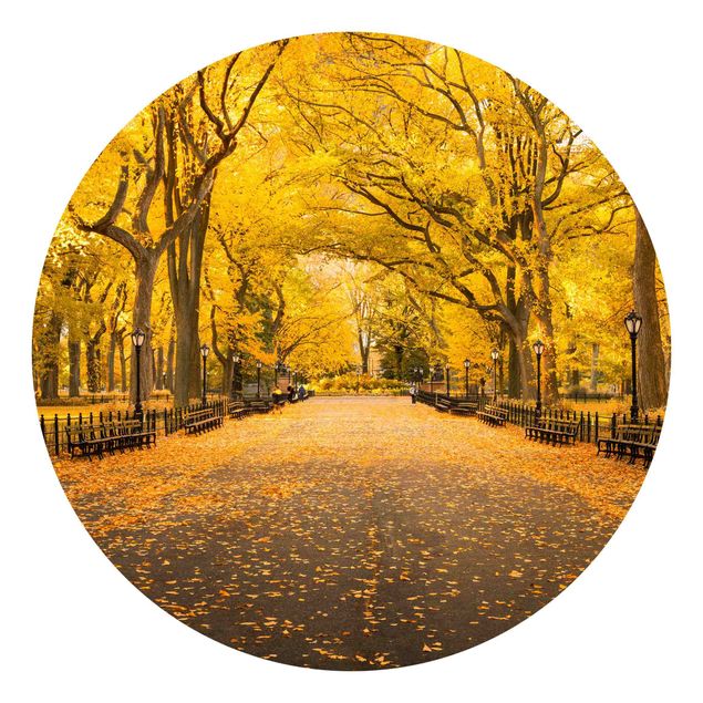 Self-adhesive round wallpaper - Autumn In Central Park