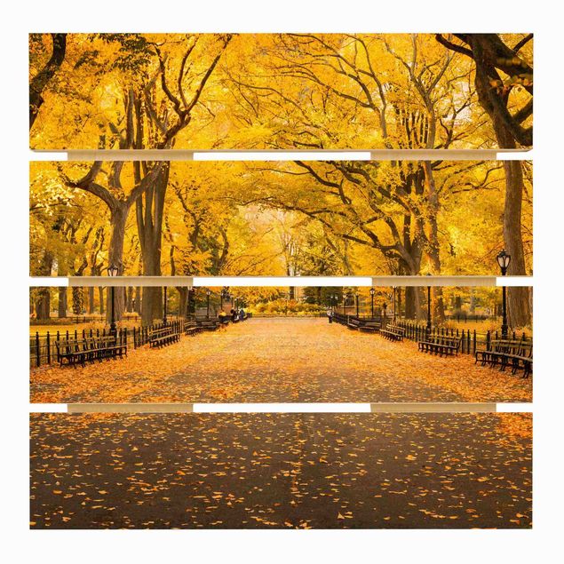Print on wood - Autumn In Central Park