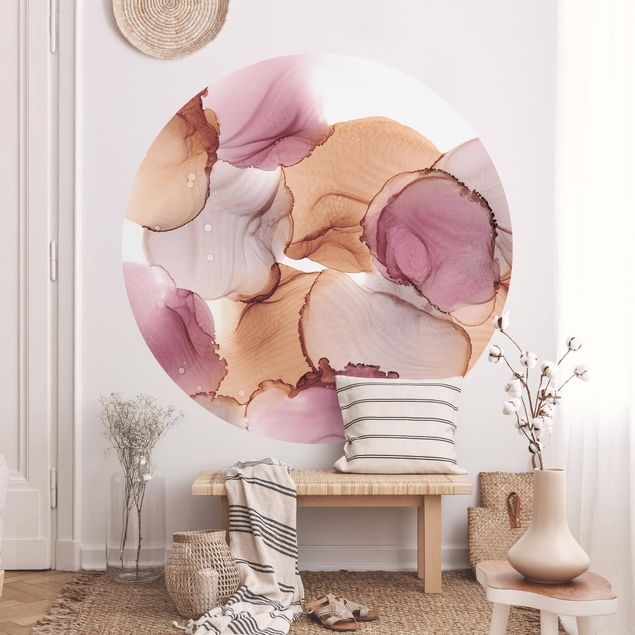 Self-adhesive round wallpaper - Autumn Vibes In Purple And Copper