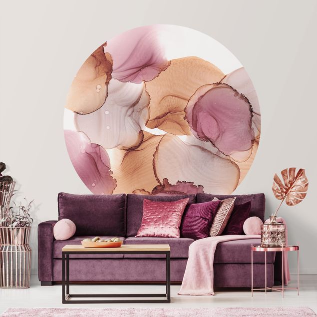Self-adhesive round wallpaper - Autumn Vibes In Purple And Copper