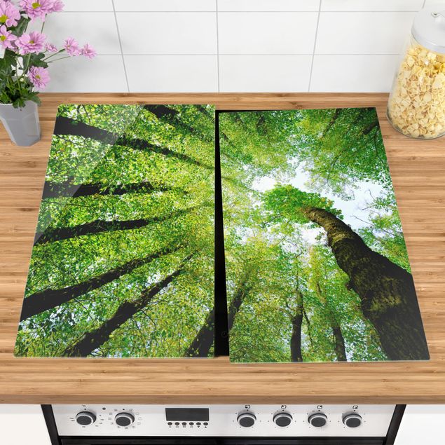 Glass stove top cover - Trees Of Life