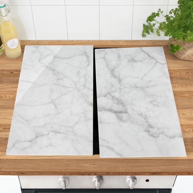 Glass stove top cover - Bianco Carrara