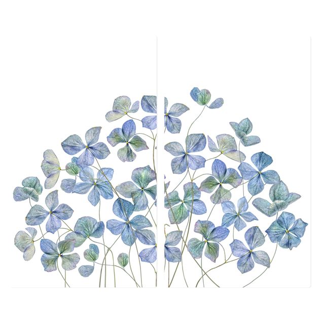 Glass stove top cover - Blue Hydrangea Flowers