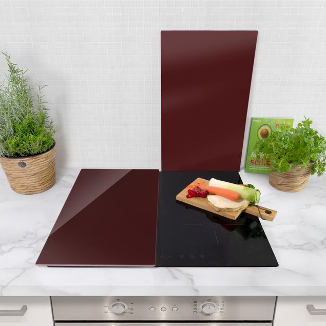 Glass stove top cover - Burgundy