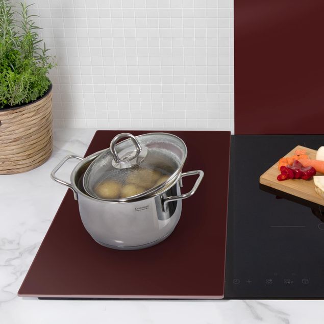 Glass stove top cover - Burgundy