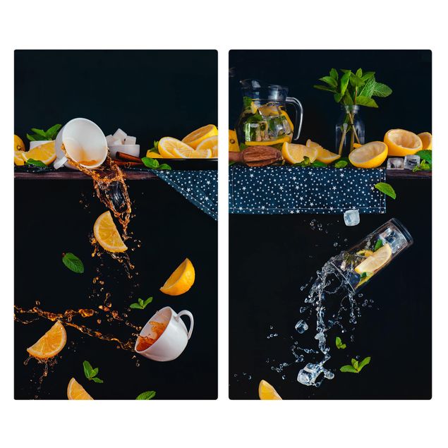 Glass stove top cover - Citrus Splash