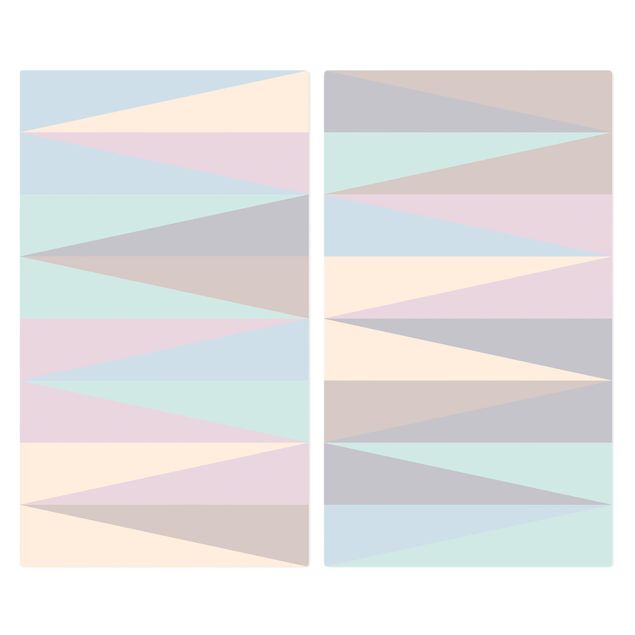 Glass stove top cover - Triangles In Pastel Colours