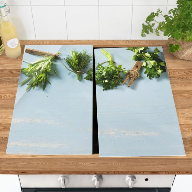 Glass stove top cover - Bundled Herbs