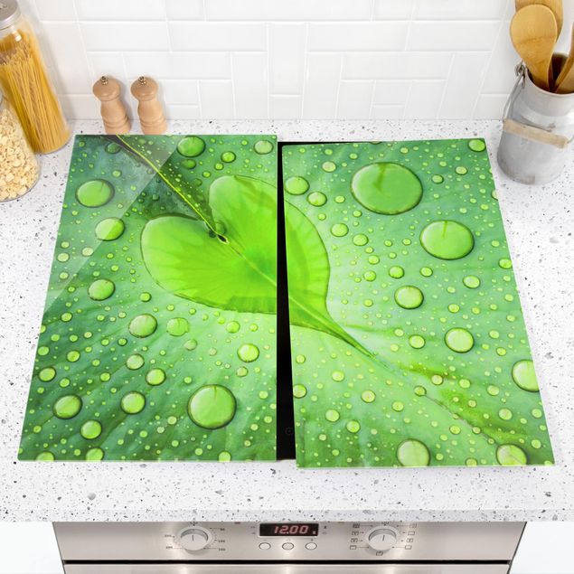 Glass stove top cover - Heart Of Morning Dew