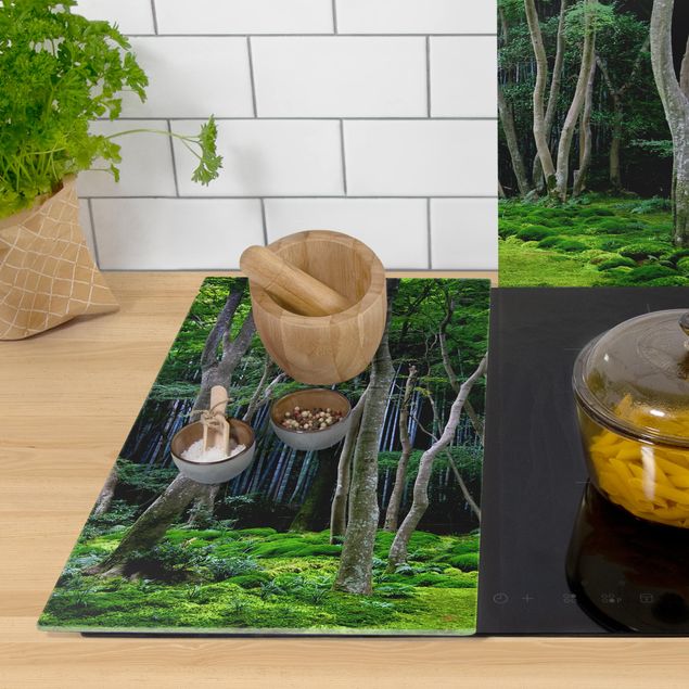 Glass stove top cover - Japanese Forest