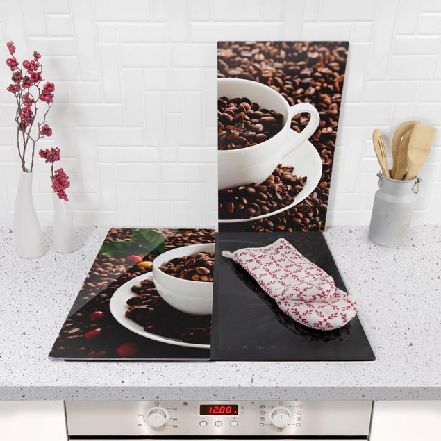 Glass stove top cover - Coffee Cup With Roasted Coffee Beans