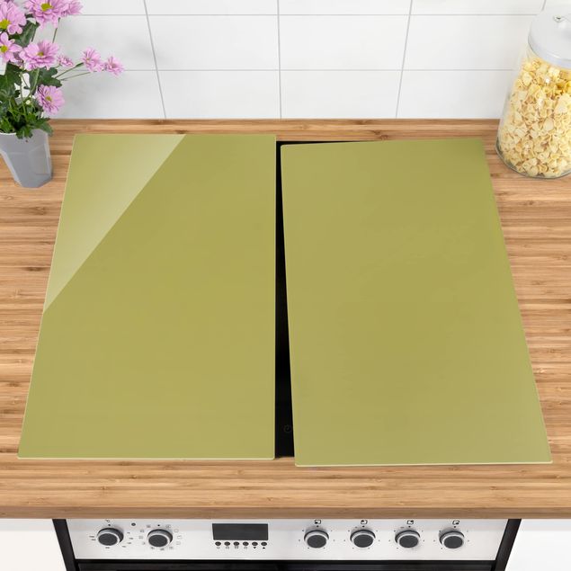 Glass stove top cover - Lime Green Bamboo
