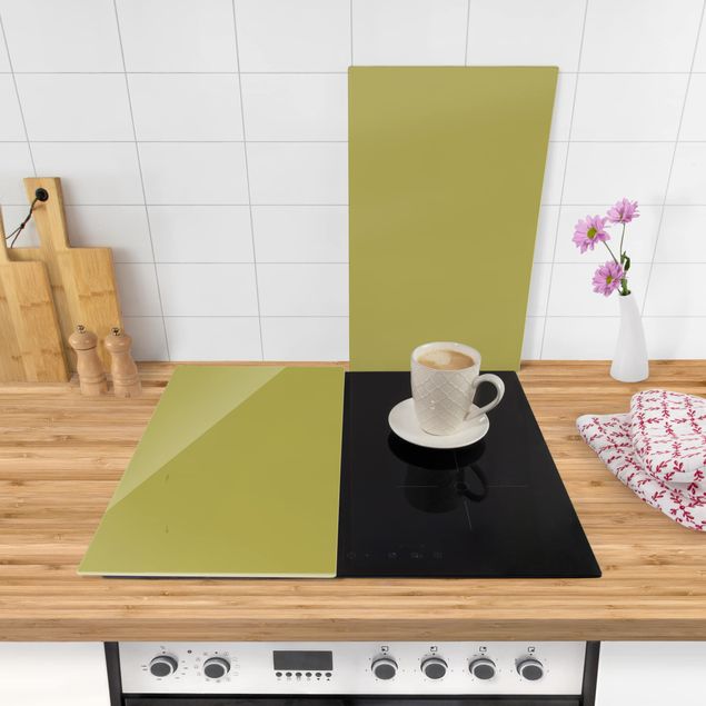 Glass stove top cover - Lime Green Bamboo