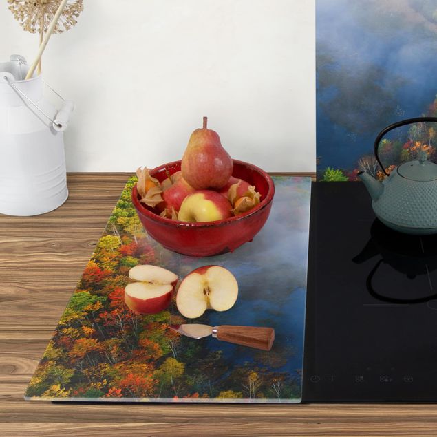 Glass stove top cover - Aerial View - Autumn Symphony