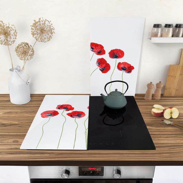 Glass stove top cover - Ladybird Poppy