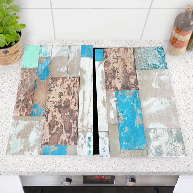 Glass stove top cover - Maritime Planks