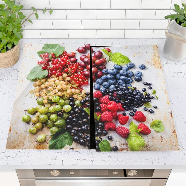 Glass stove top cover - Mixture Of Berries On Metal