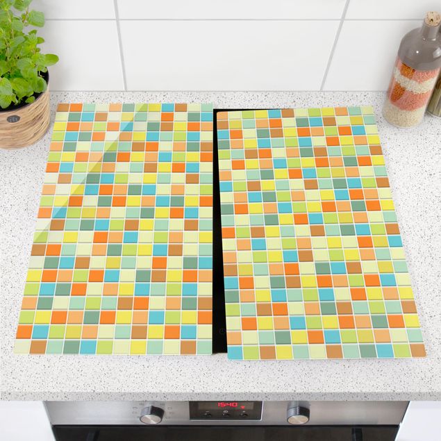 Glass stove top cover - Mosaic Tiles Summer Set