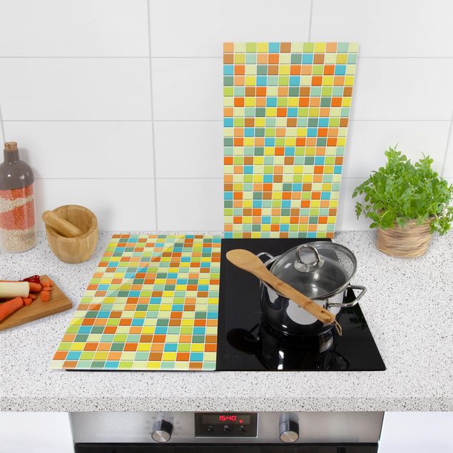 Glass stove top cover - Mosaic Tiles Summer Set