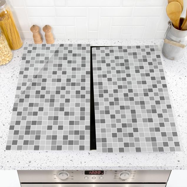 Glass stove top cover - Mosaic Tiles Winter Set