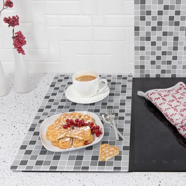 Glass stove top cover - Mosaic Tiles Winter Set