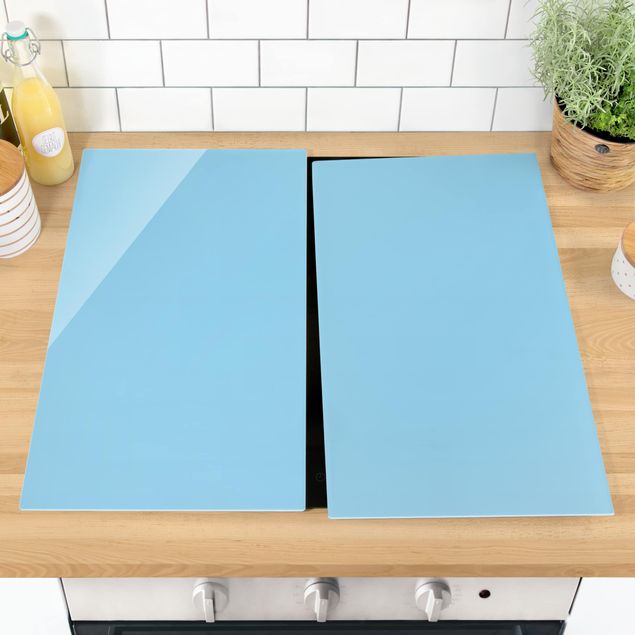Glass stove top cover - Pastel Blue