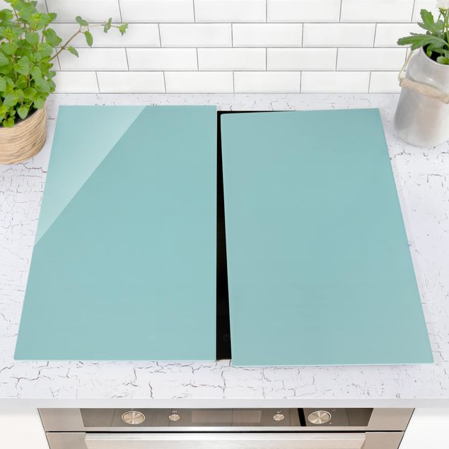 Glass stove top cover - Pastel Turquoise