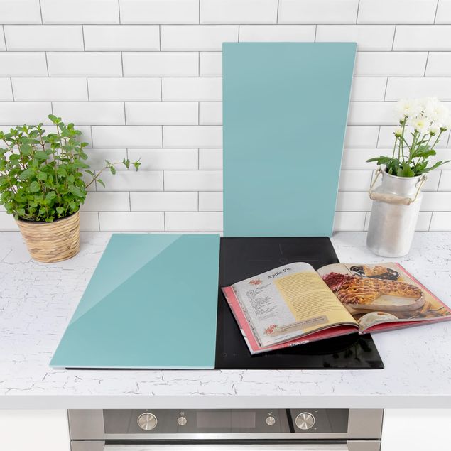 Glass stove top cover - Pastel Turquoise