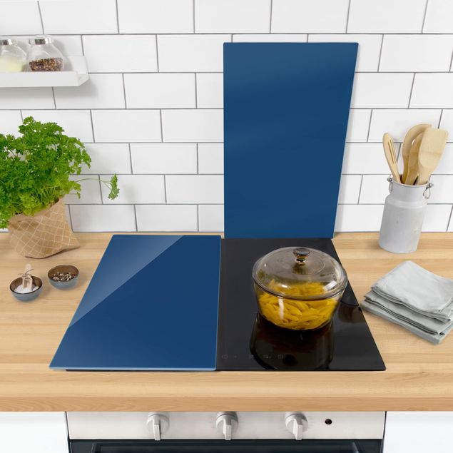 Glass stove top cover - Prussian Blue