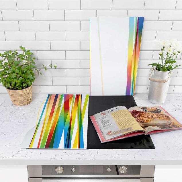 Glass stove top cover - Rainbow Stripes
