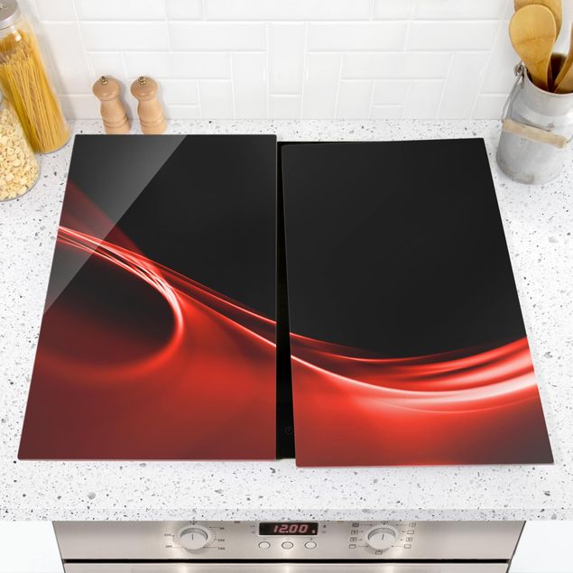 Glass stove top cover - Red Wave