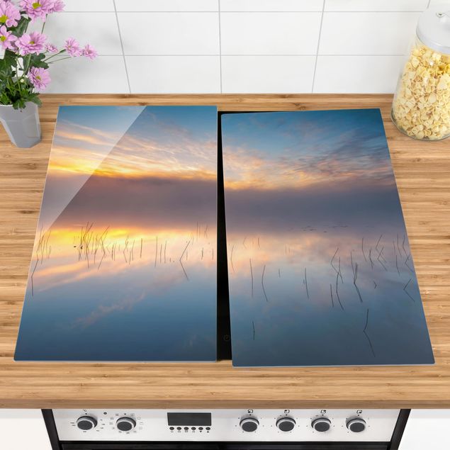 Glass stove top cover - Sunrise Swedish Lake