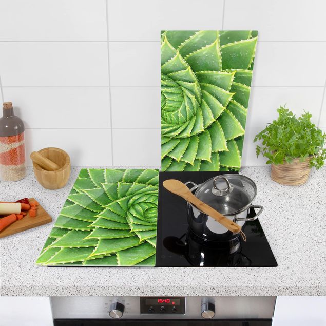 Glass stove top cover - Spiral Aloe