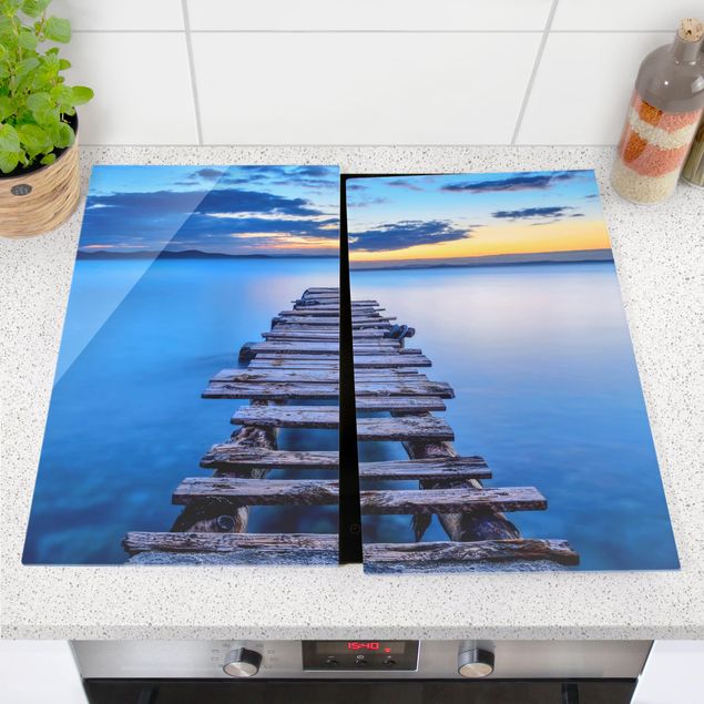 Glass stove top cover - Walkway Into Calm Waters