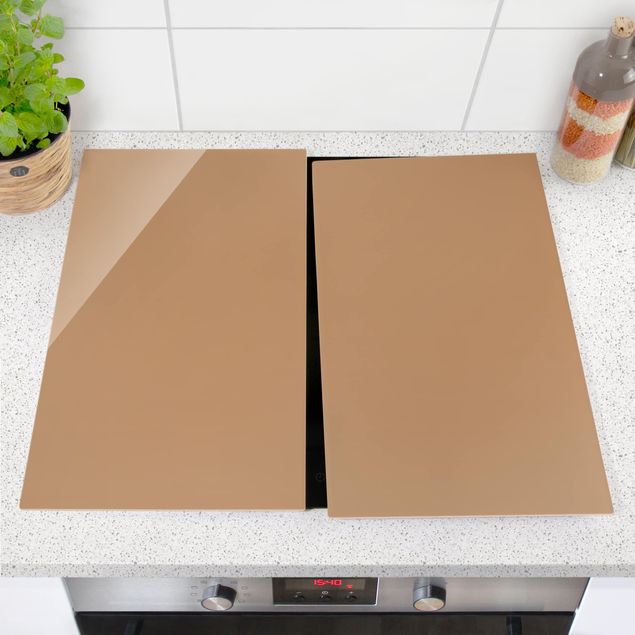 Glass stove top cover - Terracotta Taupe