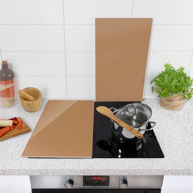 Glass stove top cover - Terracotta Taupe