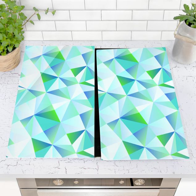 Glass stove top cover - Vector Pattern Turquoise