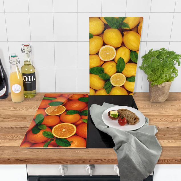 Glass stove top cover - Citrus Fruit