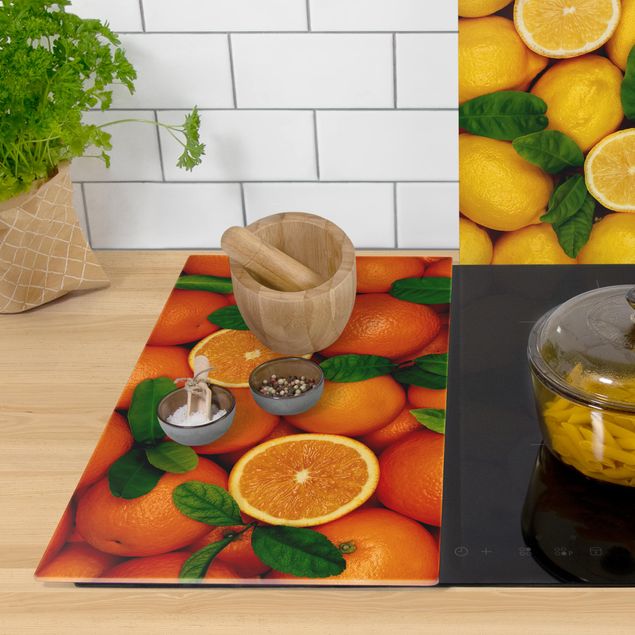 Glass stove top cover - Citrus Fruit