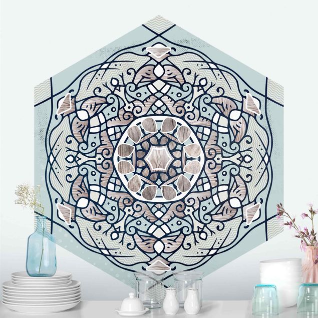 Wallpapers Hexagonal Mandala In Light Blue