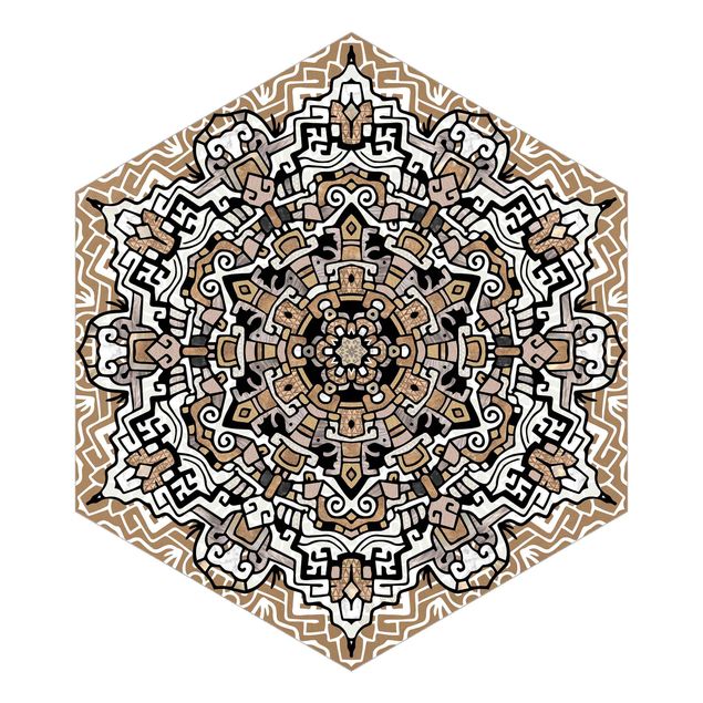 Self-adhesive hexagonal pattern wallpaper - Hexagonal Mandala With Details