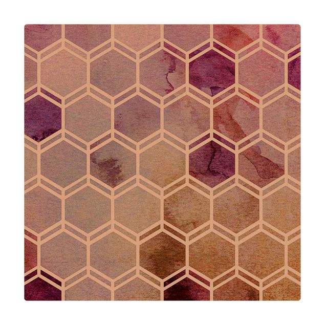 Cork mat - Hexagonal Dreams Watercolour In Berry - Square 1:1